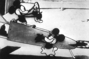 Mickey and Minne in scene from Plane Crazy (1928) -- mm3.gif